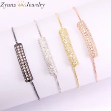 10 шт., регулируемая цепочка CZ Циркон изогнутые браслеты с трубчатым элементом для женщин и мужчин модный браслет