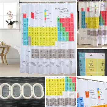 

Faroot Periodic Table Of Elements Shower Curtain Chemistry Bathroom HOOKS Bath Novelty