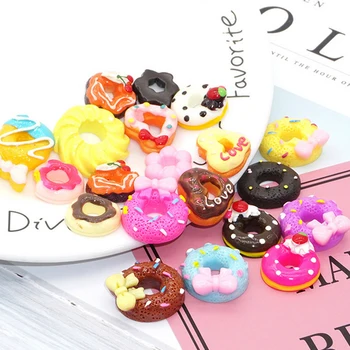 

10PCS Mini Resin Doll Food Doughnut Donut Bread Miniature Dollhouse Kitchen Furniture DIY Doll House Accessories for Barbie Toy