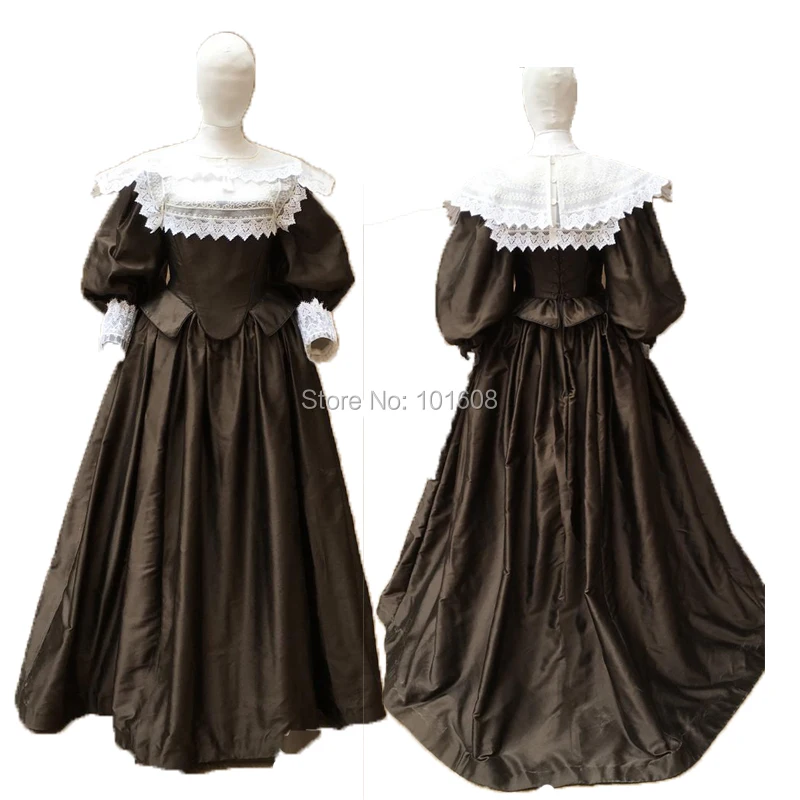 

Tailored!Black French Duchess Civil war Theatre Southern Belle DRESS Tartan Victorian Colonial dresses HL-276