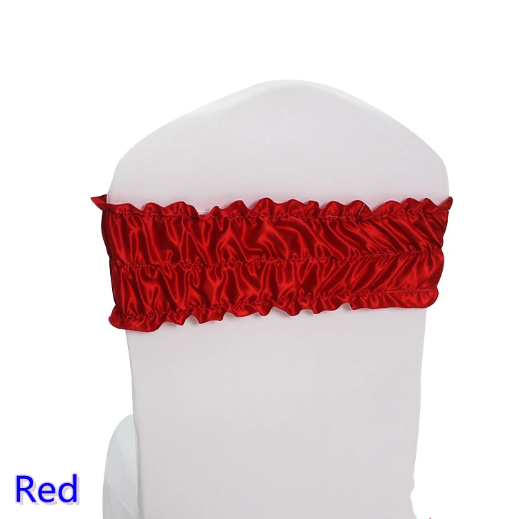 Red colour sash wedding chair sash ruffled spandex sash ...