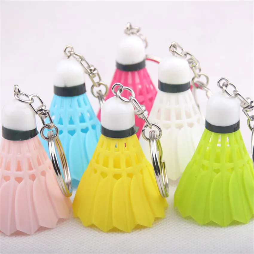 

10 pcs/lot High quality Mini badminton shuttlecock key chain/keychain/ keyring PVC/ Souvenir Mix color Car Key Chains Holder