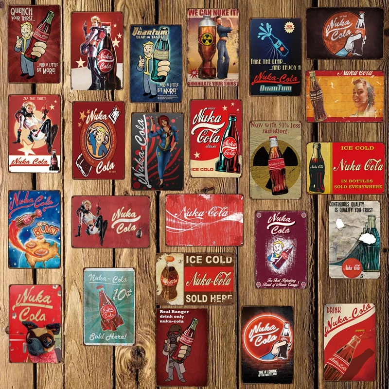 

[ WellCraft ] Fallout 3 4 Game NUKE COLA Metal Signs Wall Poster Decor for Home Room school Iron Painting FG-233