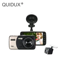 Dash cam Car DVR Dual Lens 4 Pollici Videocamera per auto Full HD 1080 P Monitor di Parcheggio WDR Visione Notturna Retrovisore Video registratore della Macchina Fotografica del Precipitare