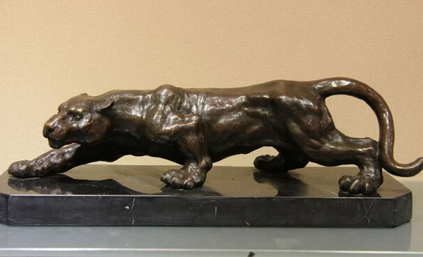 

USPS to USA S3382 Western Art Deco Copper Bronze Marble Lifelike Tiger Figurine Sculpture Statue B0401