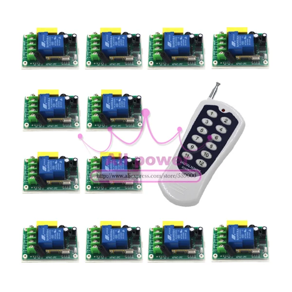 Remote Control Switches AC 220V 30A Relay Receiver 12CH Transmitter Motor LED Water-Pump Wireless Switch 315/433 Learning Code 6 pieces receiver 220v wireless remote control switch lamps water pump motor controller switch remote control switch