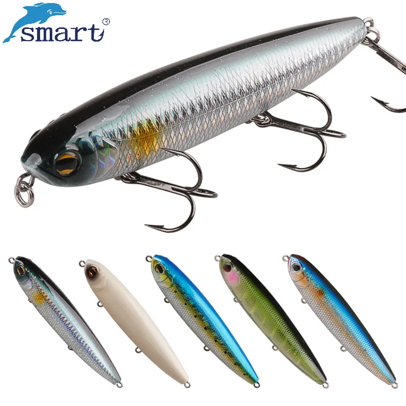 

Smart Fishing Lures 125mm/27.8g Pencil Top Water VMC Treble Hook De Peche Leurre Souple Isca Pesca Fishing Hard Artificial Bait