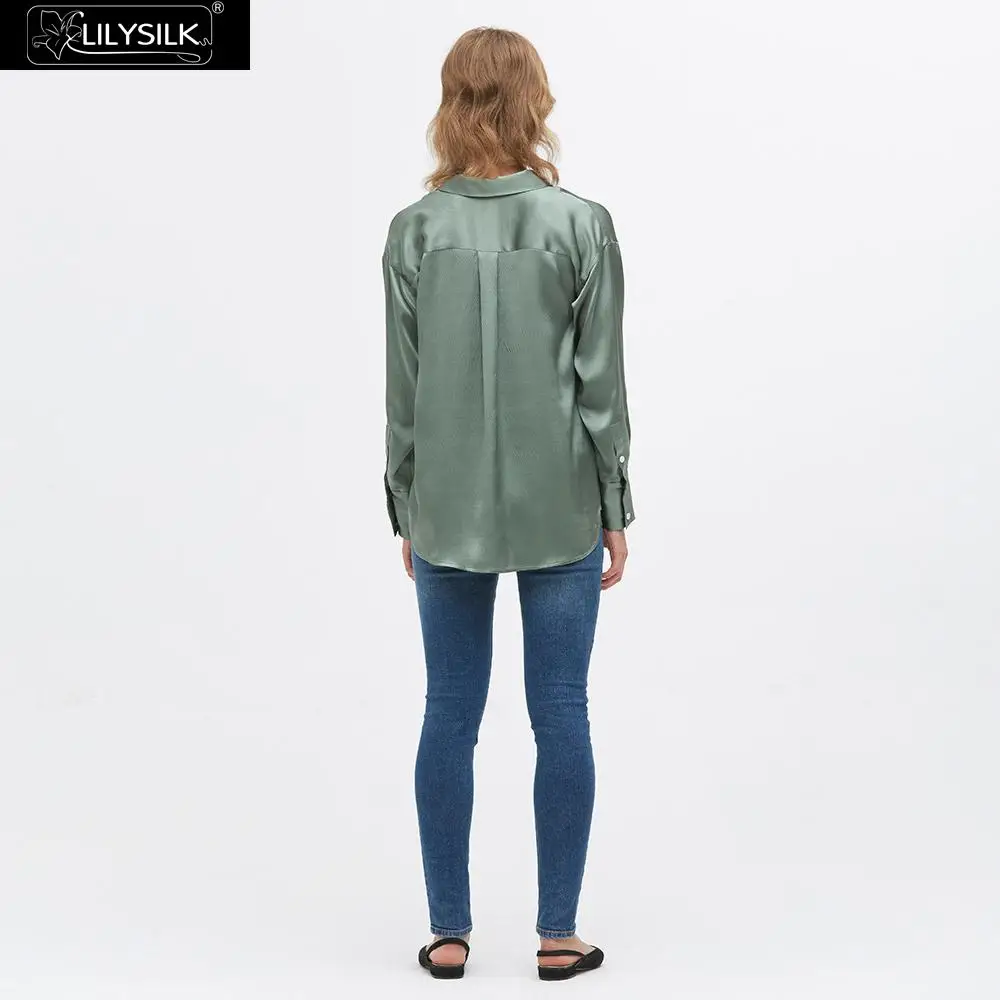 LilySilk рубашка шикарная и свободная-Fit шелковая Женская Новая