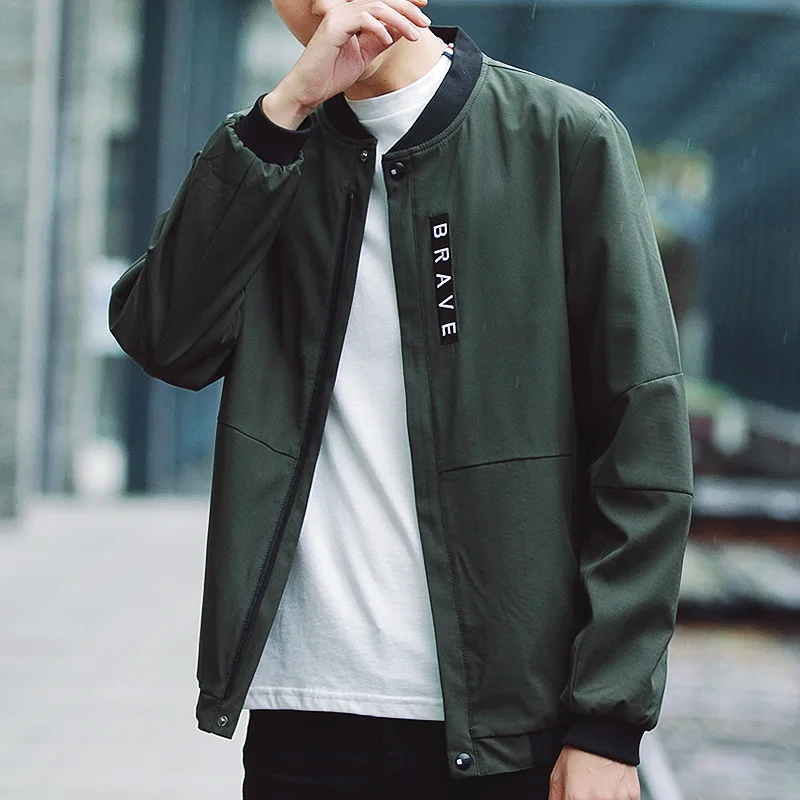 

2019 Brand New Autumn Men's Casual Jackets Fashion Stand Collar Brief Style Slim Fit Thin Bomber Jackets Coat Outwear M-3XL