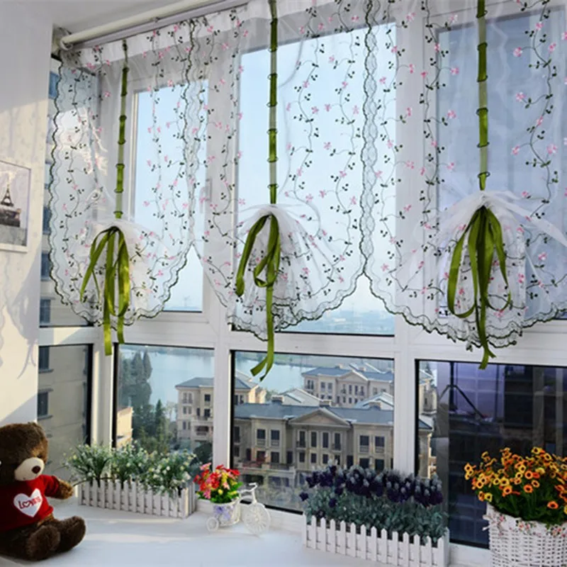 Современные цветочные тюлевые Оконные Занавески для гостиной, спальни, кухни, панели, драпировки и жалюзи, 80*100 см