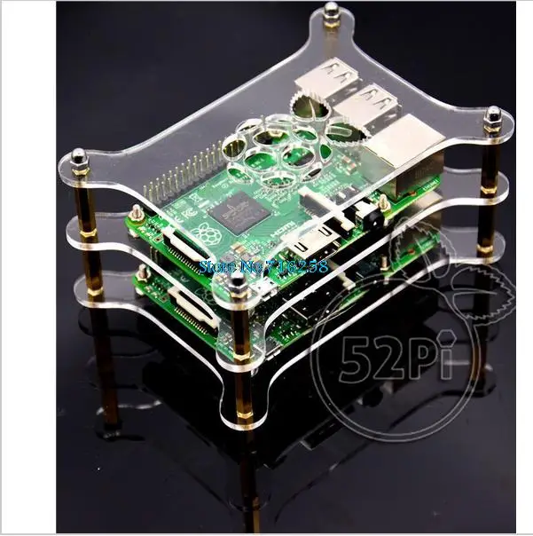 Двухслойный прозрачный акриловый чехол корпус с логотипом для Raspberry Pi 2 Модель B и