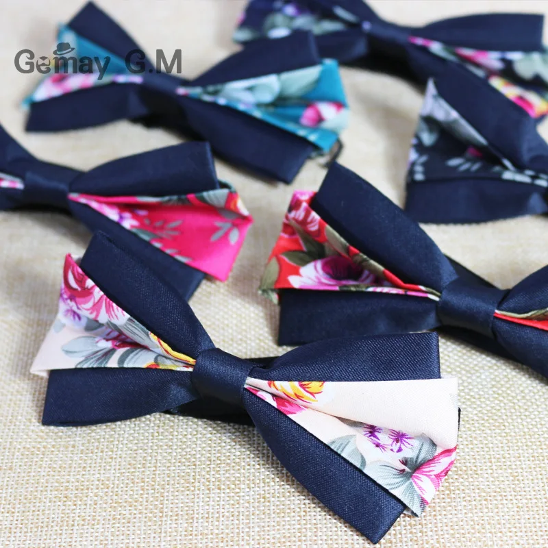 Floral Printed Men Bowtie For Wedding Casual Adjustable Adult 100% Polyester Bow ties