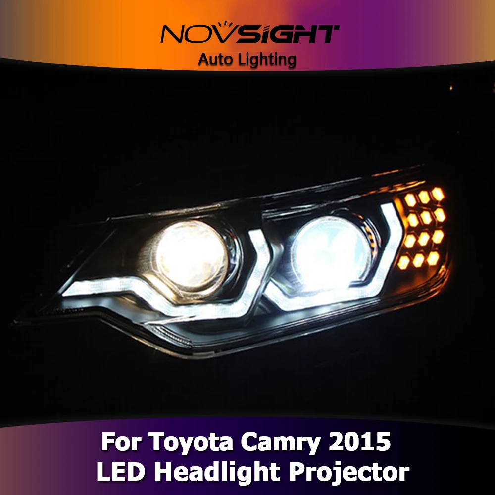 

NOVSIGHT 2Pcs Car Styling LED DRL Turn Signal For Toyota Camry 2015 Headlight Assembly
