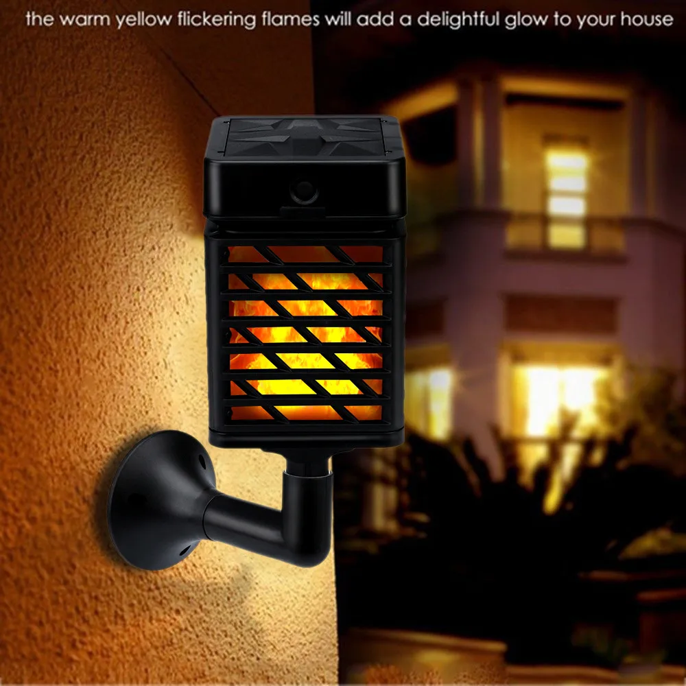 LED Solar Flame light Home Garden Flame Wall Mount LED Light Outdoor
