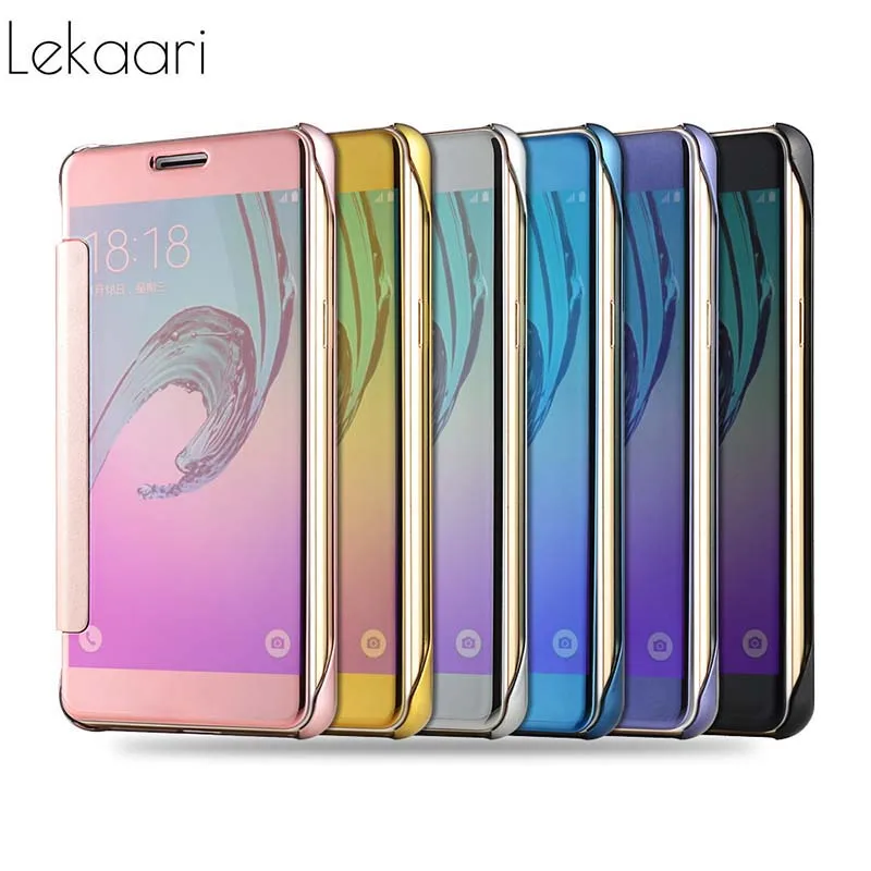 Чехол для samsung Galaxy J1 J2 J3 6 J5 J7 2016 2017 чехол смарт ясно зеркало View Flip Cover