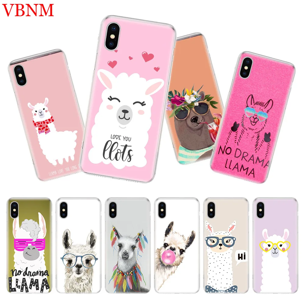 

Lama Llama Alpacas Silicome Phone Case For iPhone 7 8 6 6S Plus X 10 Ten 9 XS MAX XR 5 5S SE Art Customized Cover Cases Coque