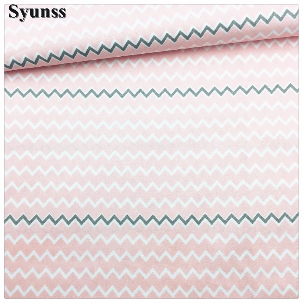 Syunss Twill Cotton Fabric DIY Tissu Patchwork Telas Sewing Baby Toy Bedding Quilting Cloth Pink Gray Waves Printed Craft Tecido | Дом и сад