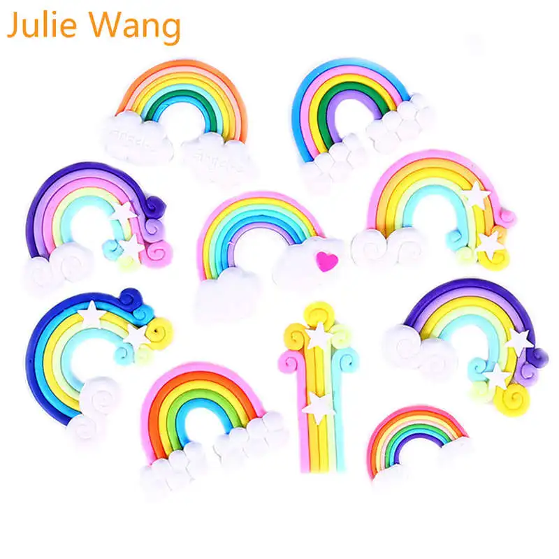 Julie Wang, 10 шт., случайно Смешанная полимерная глина, радужная Слизка, полимерные подвески, ювелирные изделия, ожерелье, браслет, аксессуары, Hnadcraft