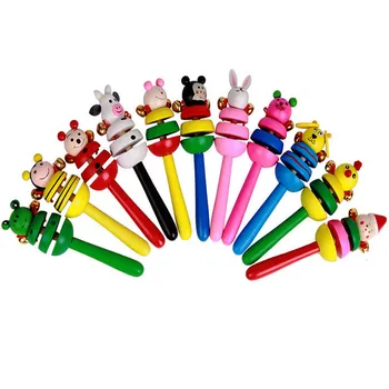 

Animal Rattle Baby Kids Handbells Musical Developmental Wooden Toy Bed Bells Education Cartoon