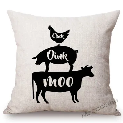 Nordic Farm Animals Sweet Farm Life Rule Principle Letter Art Sofa Throw Pillow Case Retro Cotton Linen Car Pillow Cushion Cover - Цвет: T218-15