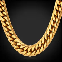 Estilo americano de Hip Hop pesados hombres frescos de cadena 13 MM 28 ” 18 K oro plateó larga Chunky hombres collar de la joyería collares grandes GN1150