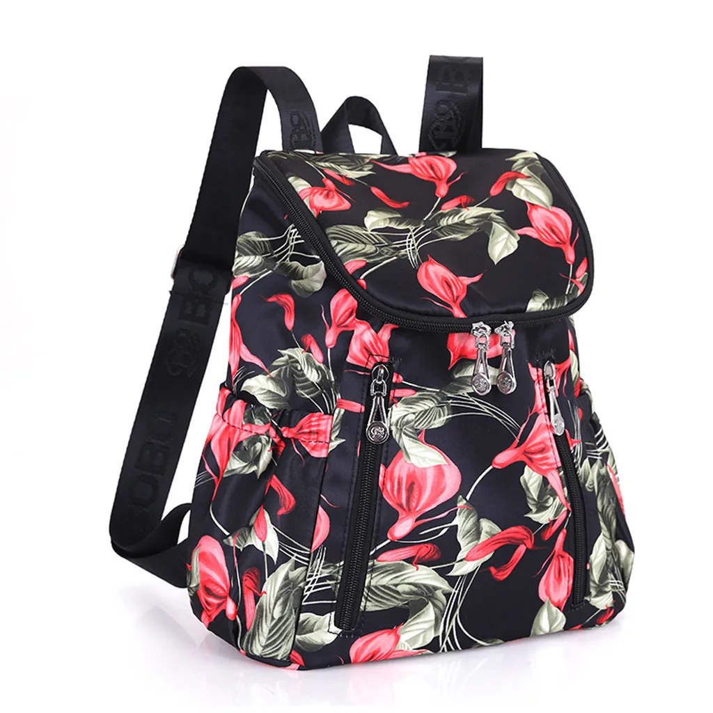 Aelicy женские вместительные водонепроницаемые нейлоновые рюкзаки с цветочным принтом в этническом стиле, повседневная школьная сумка с защитой от кражи - Цвет: B