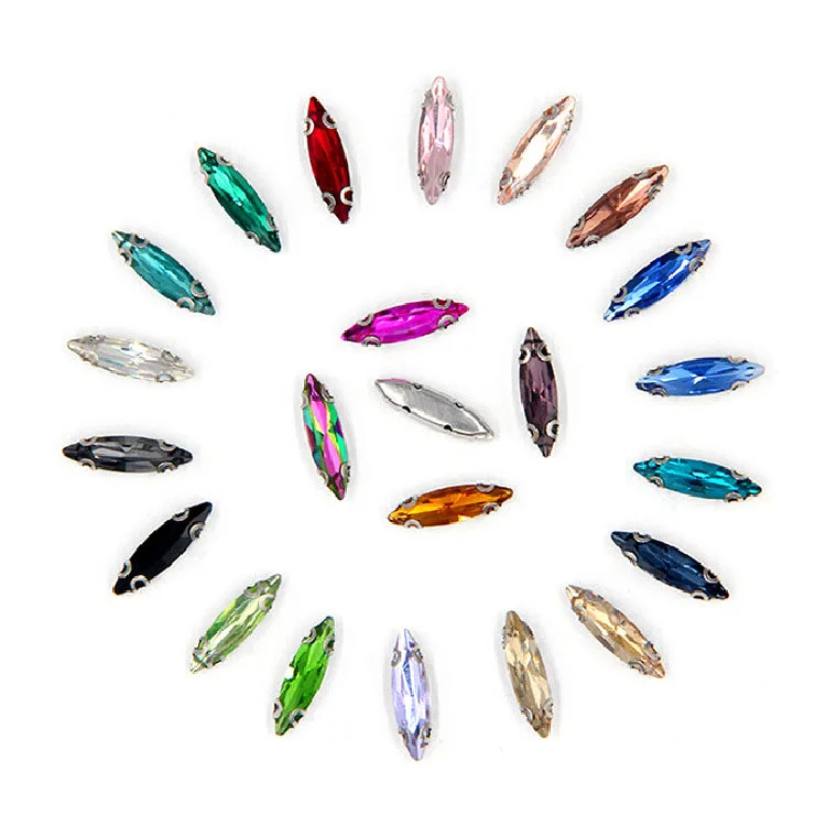 

4x15mm 50pcs D shape claw sew on stones,flatback loose rhinestones with holes diy clothing accessories