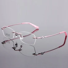 Bellcaca, Женская оправа для очков, очки без оправы, компьютерные, оптические, прозрачные линзы, оправа для очков, чистый титан, для женщин, BC294