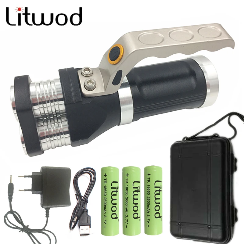 

z30 LED flashlight 3 PCS XM-L T6 beads Rechargeable Portable Light Lamp 12000LM 3 mode torch with AC USB charger+3 batteries box