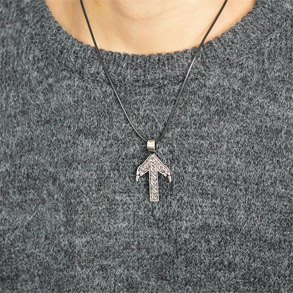 Ожерелье ностальгическое Viking Скандинавское TIWAZ Rune Raven Amulet Norse Runes Tribal Silve мужские и