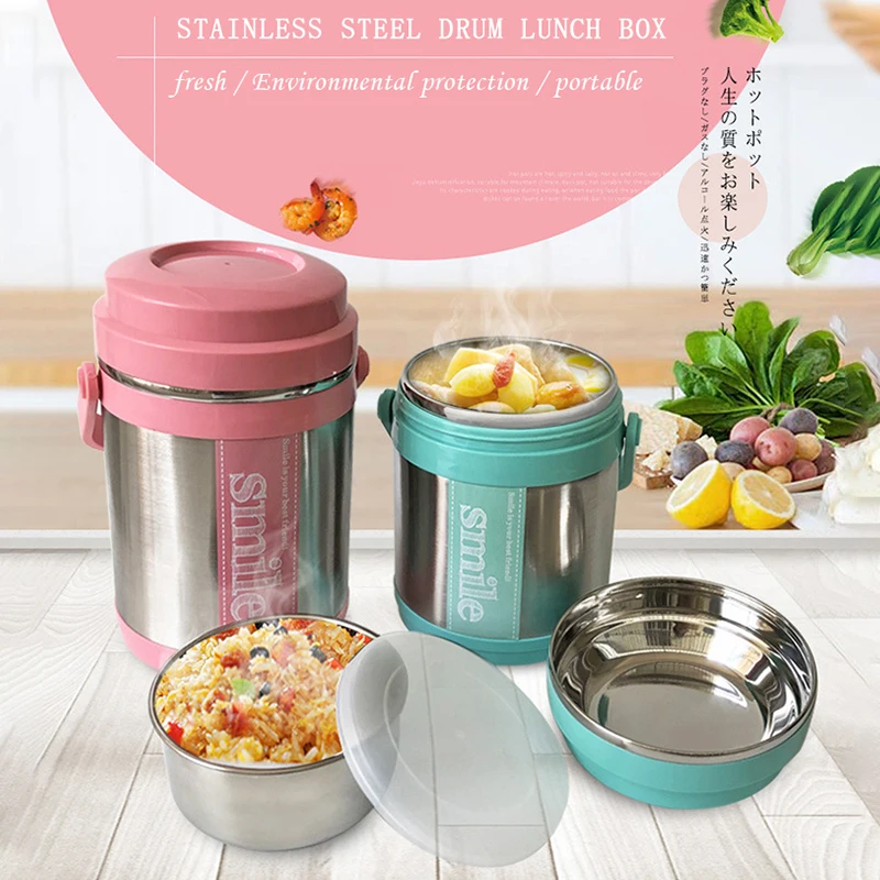 

Stainless Steel Insulated Lunch Box 3 Layer Student Adult Bento Box Large Capacity Vacuum Insulation Barrel 5 Hours for Winter