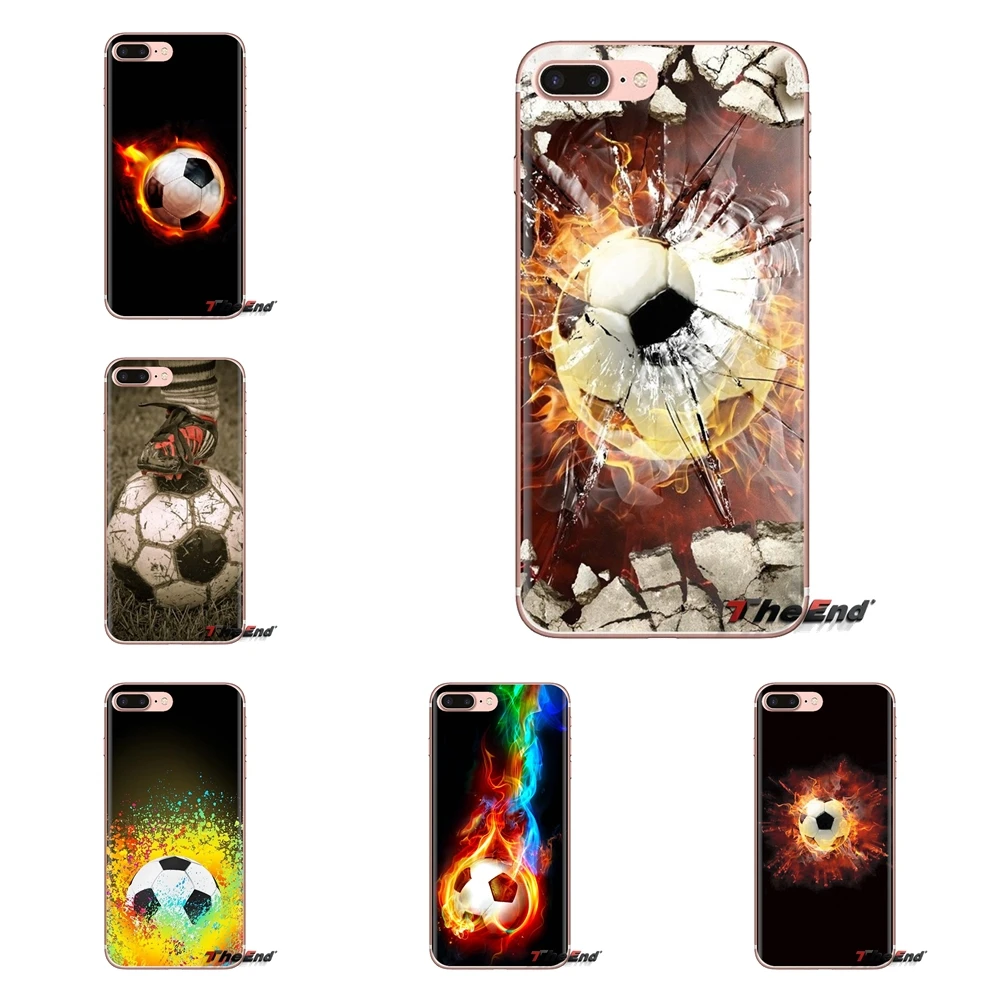 

For LG Spirit Motorola Moto X4 E4 E5 G5 G5S G6 Z Z2 Z3 G2 G3 C Play Plus Mini Fire Football Soccer Ball Transparent TPU Bag Case