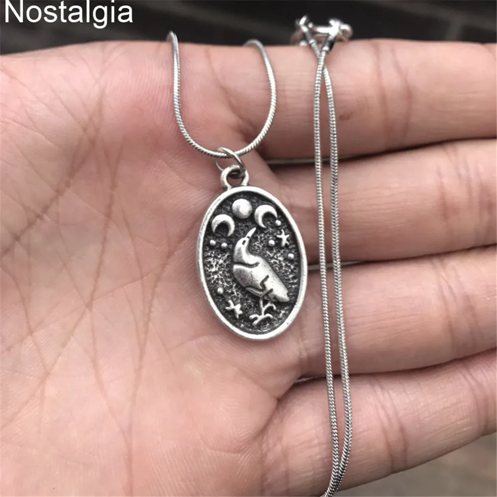 Wicca Triple Moon Goddess Viking Jewelry Odin Raven Amulet Pentagram Wiccan Pagan ожерелье для мужчин и женщин мужские