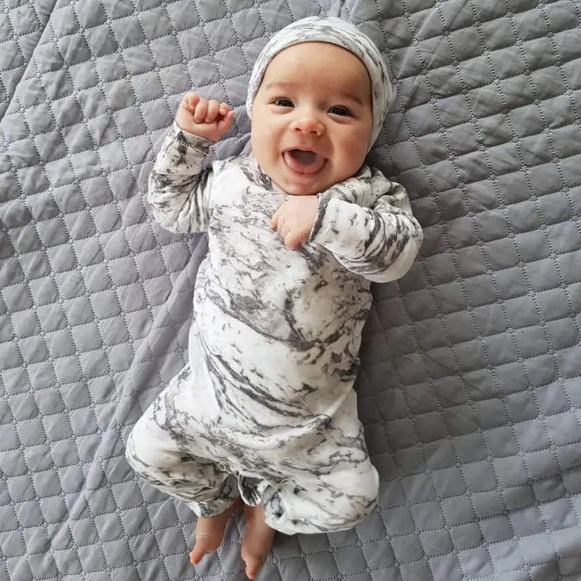 Mooistar2 #W030 Newborn Infant Baby Boy Long Sleeve Print Romper