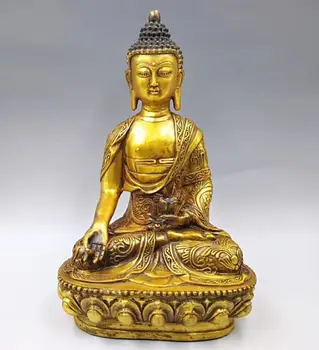 

Collect exquisite brass handicraft handheld a lotus Sakyamuni Buddha statue