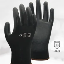 10 пар Черный PU ESD Защитные перчатки PU Антистатические Рабочие Перчатки