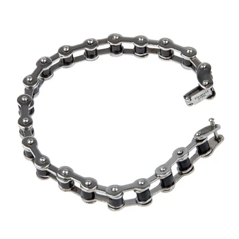 

Stainless Steel Rubber Chain Bracelet Bangle 0.4"