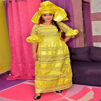 

New Design High Quality 2.5 Yards Bazin Riche Fabric & 2.5 Yards Newest Cotton Lace Fabric For Women Dress! DFF5297