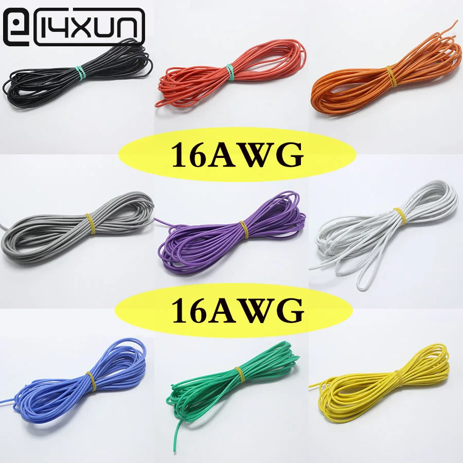 EClyxun 5 м 16 AWG гибкий силиконовый провод RC кабель 16AWG 252/0. 08TS OD 3,0 мм луженая медная проволока 1,27 мм квадратная модель самолета провод