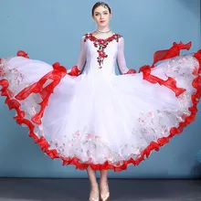 Стандартный бальный зал платье бальных танцев соревнований платья вальс Платье Фламенко стандартные танцевальные платья
