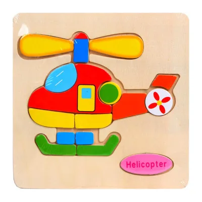Детские игрушки деревянная головоломка милый мультфильм животное интеллект Дети образовательный мозговой тизер детская танграмма паззл в форме подарки - Цвет: Helicopter