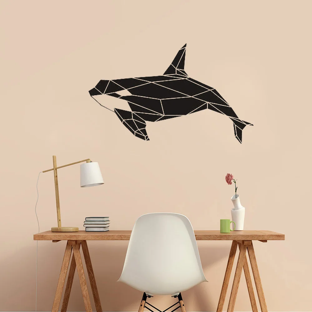 

Modern Geometric Killer Whale Orca Wall Decal Sea Animal Decor Waterproof Vinyl Stickers for Kids Rooms Bathroom Classroom D949