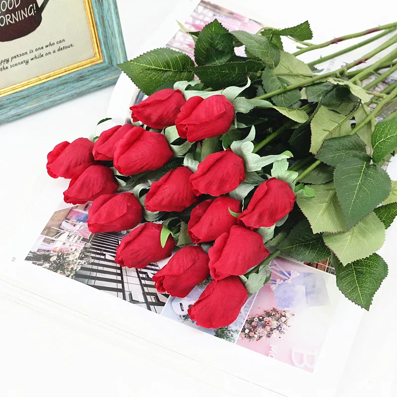 Flone Real Touch Artificial Rose Flowers Simulation Flower Latex Flower Branch Bouquet Wedding Home Party Table Decor Floral (8)