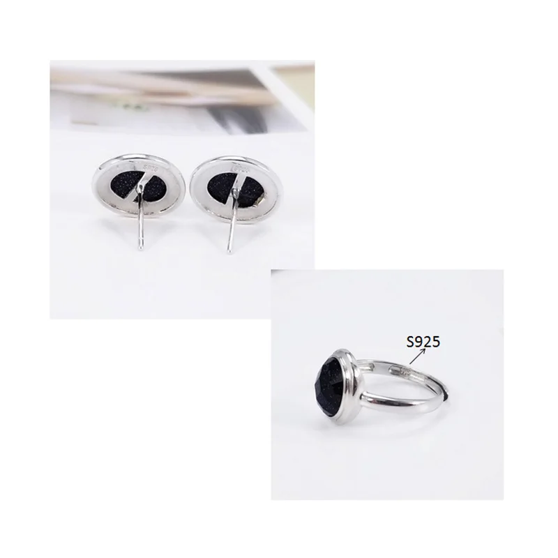 Настоящее чистое 925 пробы серебряные Ювелирные наборы геометрический простой дизайн для женщин с натуральным камнем бирюза ювелирные изделия