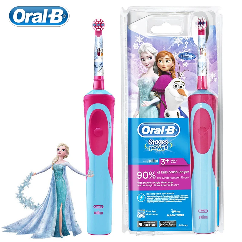Oral B Children Electric Toothbrush D12513K for Kids Gum Care Inductive Charging Waterproof Soft Bristle EB10 Brush Heads