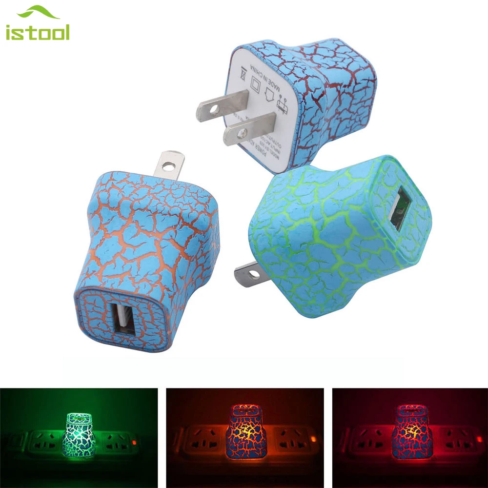 Cracked Luminous USB Output Power Adapter Charging for Phone Chargers