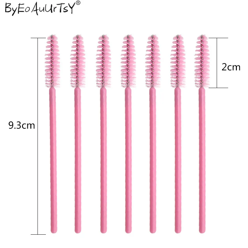 100pcsset Pink Brushes Mascara Wands for Eyelash Extension Disposable Brush Wand Eyebrow Combs Spoolers Makeup Tool (4)