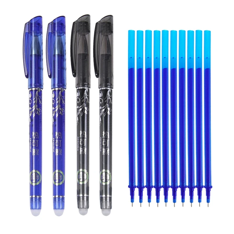 

12Pcs/Lot Erasable Gel Pen Set 0.5mm Magic Washable Handle Erasable Pen Refill Rod School Office Stationery Writing Tools Gifts