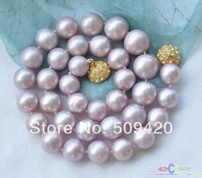 

~~ Free Shipping >>P3824 REAL 17" 13mm ROUND LAVENDER FRESHWATER PEARL NECKLACE