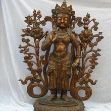 Xd 002945 3" Большой Тибет Буддизм Бронзовый Лотос тара Гуань инь Бодхисаттва статуя Будды